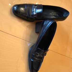 Gucci Black Chunky heels great some wear on sole.